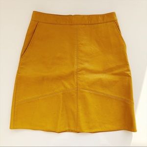 Zara mustard yellow vegan leather skirt